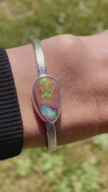 Mexican Fire Opal Cuff in Silver