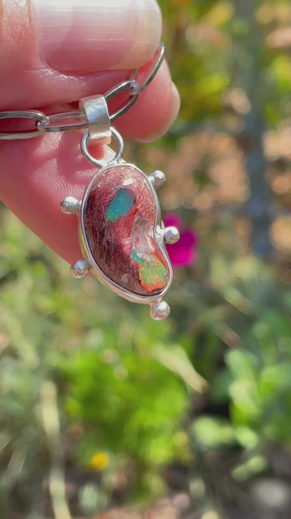 Mexican Fire Opal chain necklace 3