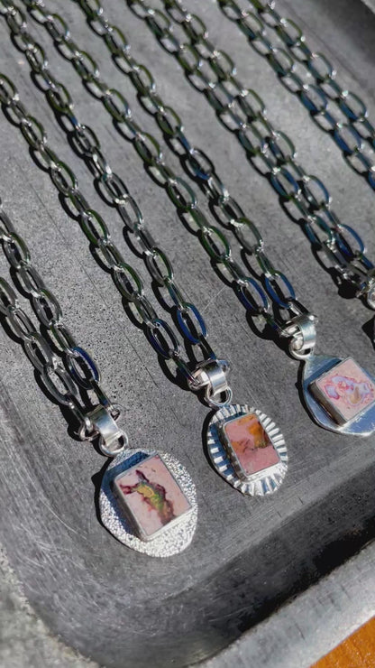 Mexican Fire Opal inlay Pendant 2