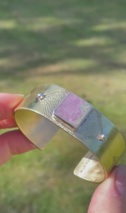 Heavy gauge Brass Cuff with inlay Variscite