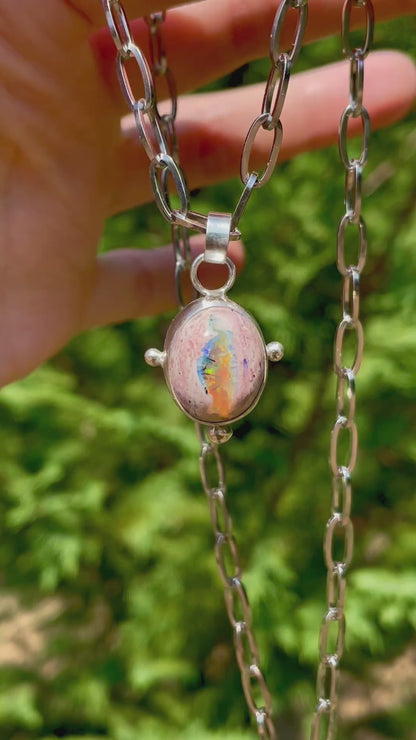 Mexican Fire Opal chain necklace 1