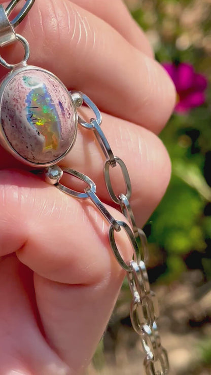 Mexican Fire Opal chain necklace 1