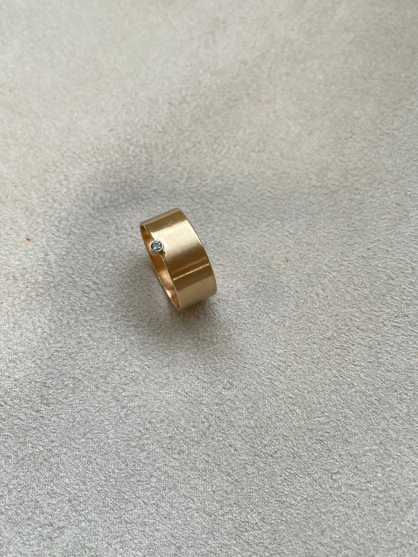 Wide Gold Ring with Montana Sapphire